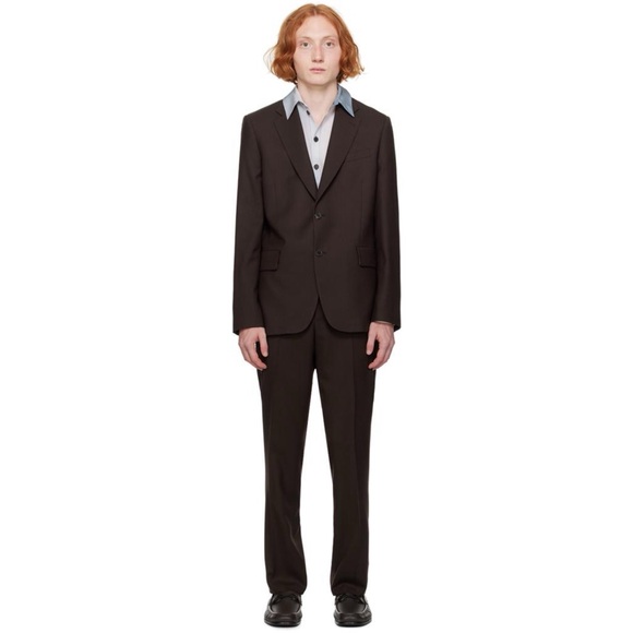 TOMBOLINI • Zero Gravity Virgin Wool Brown Tweed Pant Suit Made In Italy - Picture 4 of 16